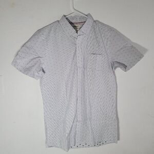 Goodthreads Mens Blue White Striped Dotted Standard Fit Button Front Shirt Sz MT
